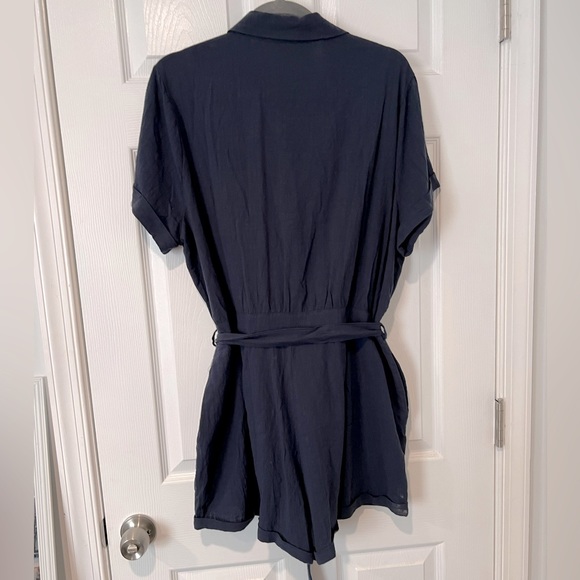 GRAPENT Women's Summer Short Sleeve Button Down Pockets Belted Jumpsuits Rompers - Picture 3 of 4